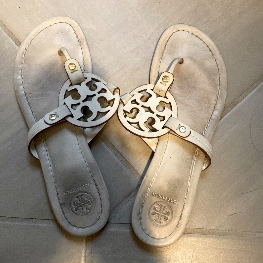White Tory Burch leather sandals